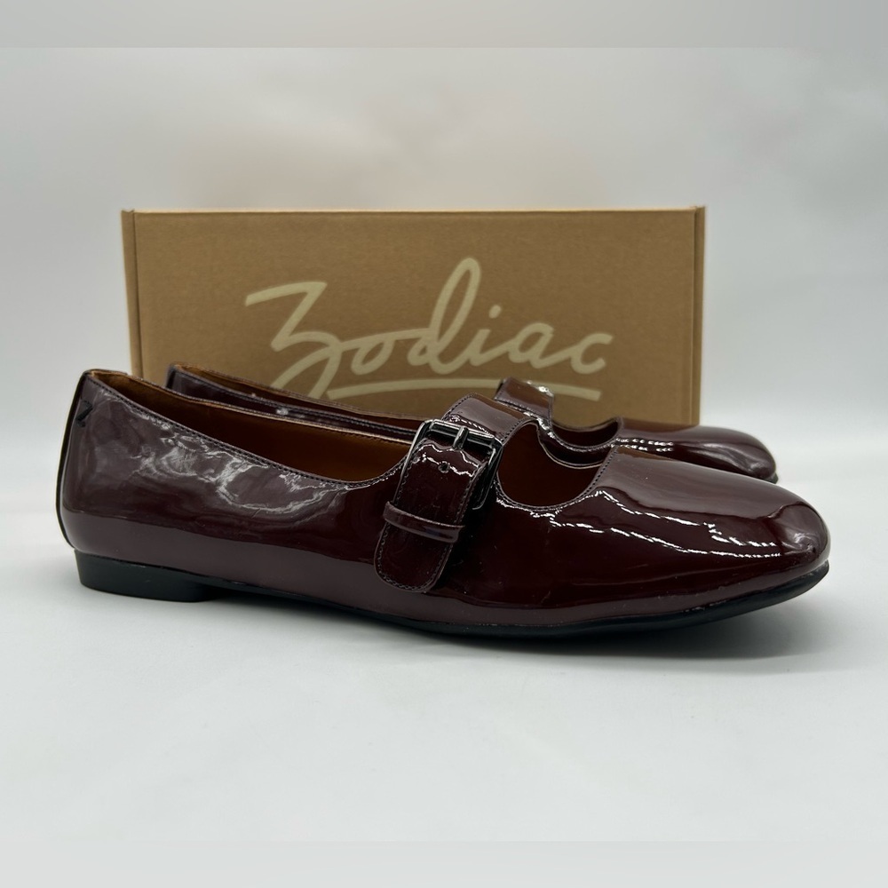 Zodiac Indira Vegan Patent Mary Jane Flats Burgundy Buckle Women’s Sz 7.5M NWB - Picture 10 of 10
